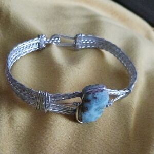 Silvertone and Larimar Bracelet